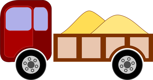 A Cartoon Of A Truck With Sand In It