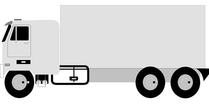 A White Truck With A Black Background