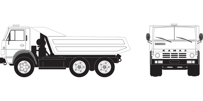 A Side And Side Views Of A Dump Truck