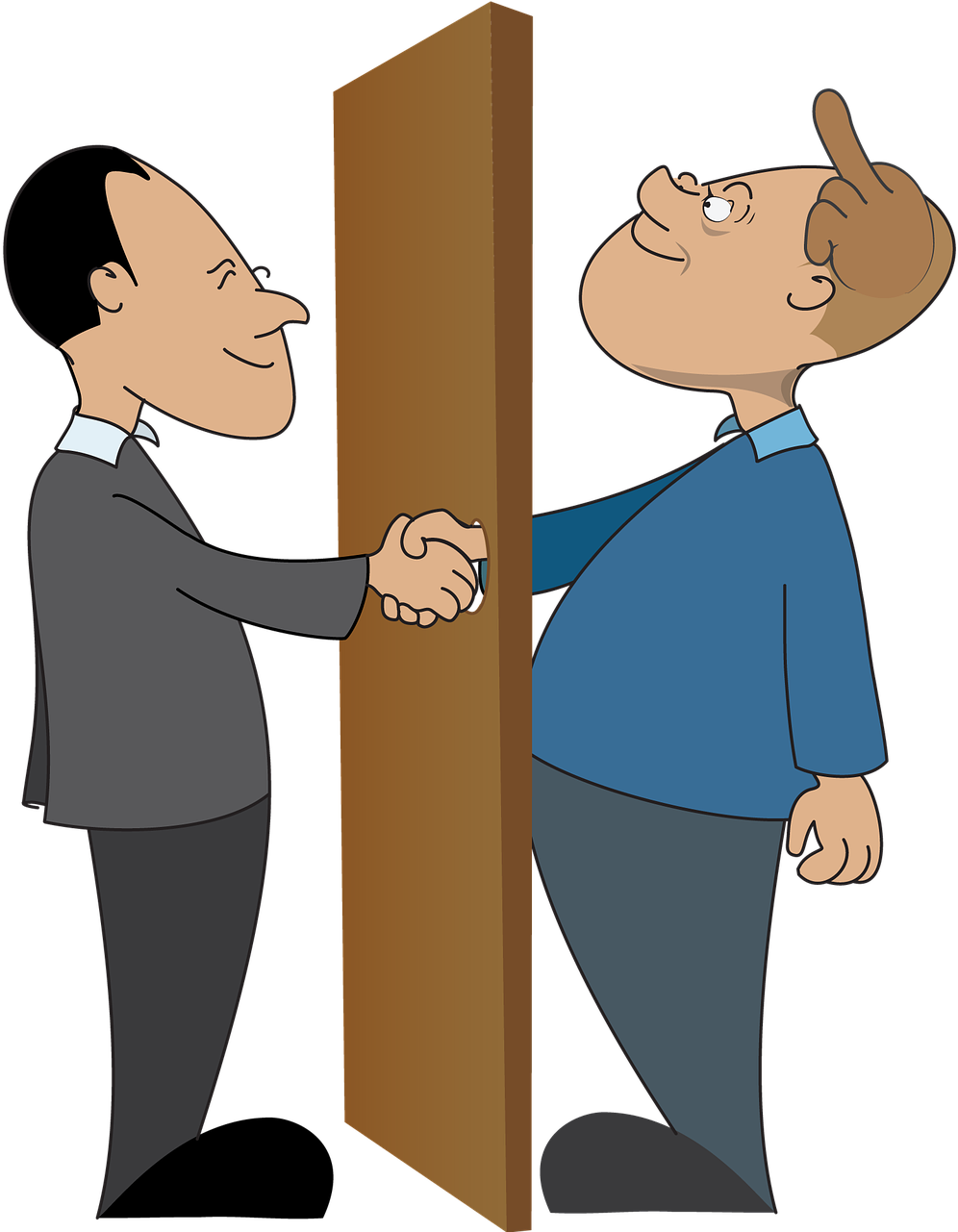 A Cartoon Of Two Men Shaking Hands