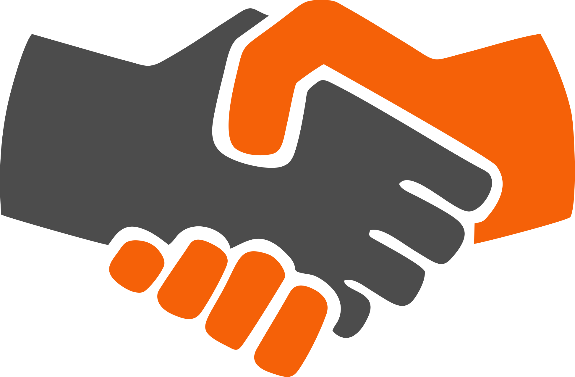 A Handshake With Orange And Black Hands
