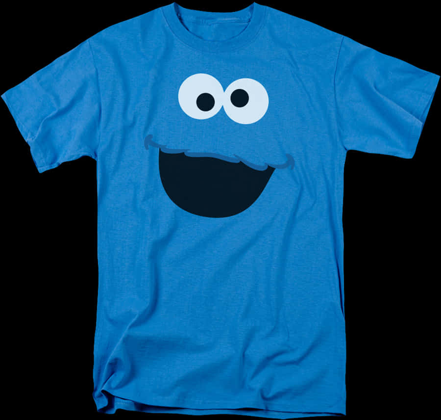 A Blue Shirt With A Cartoon Face On It