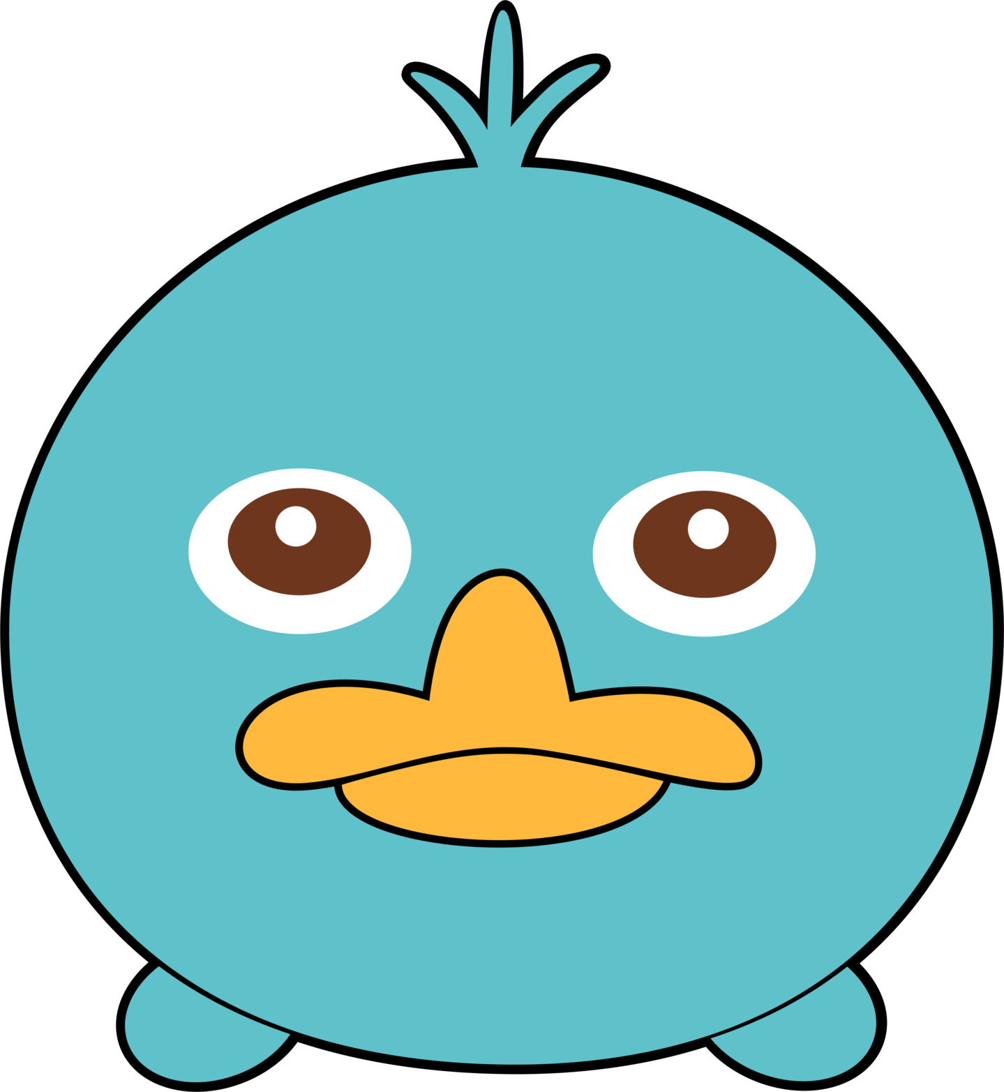 A Cartoon Blue Bird With Brown Eyes And A Yellow Beak