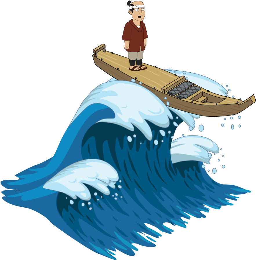 A Cartoon Of A Man On A Boat