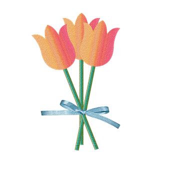A Bouquet Of Flowers Tied With A Blue Ribbon