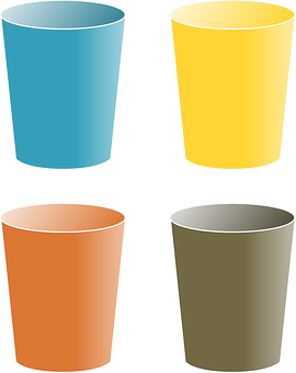A Group Of Colorful Cups