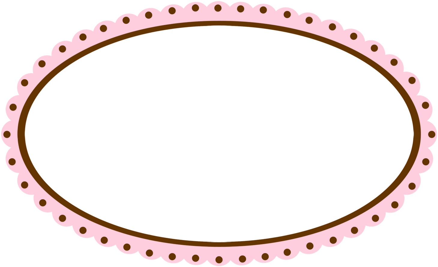 A Pink Oval Frame With Brown Dots