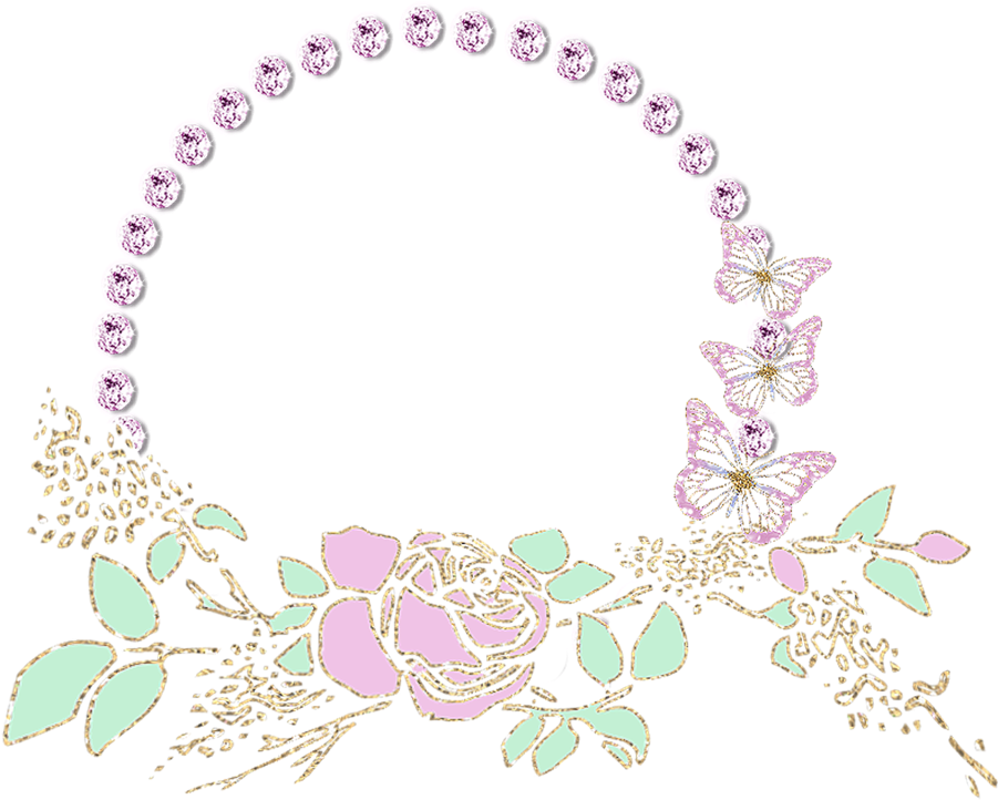 A Circular Floral Design With Butterflies And Flowers