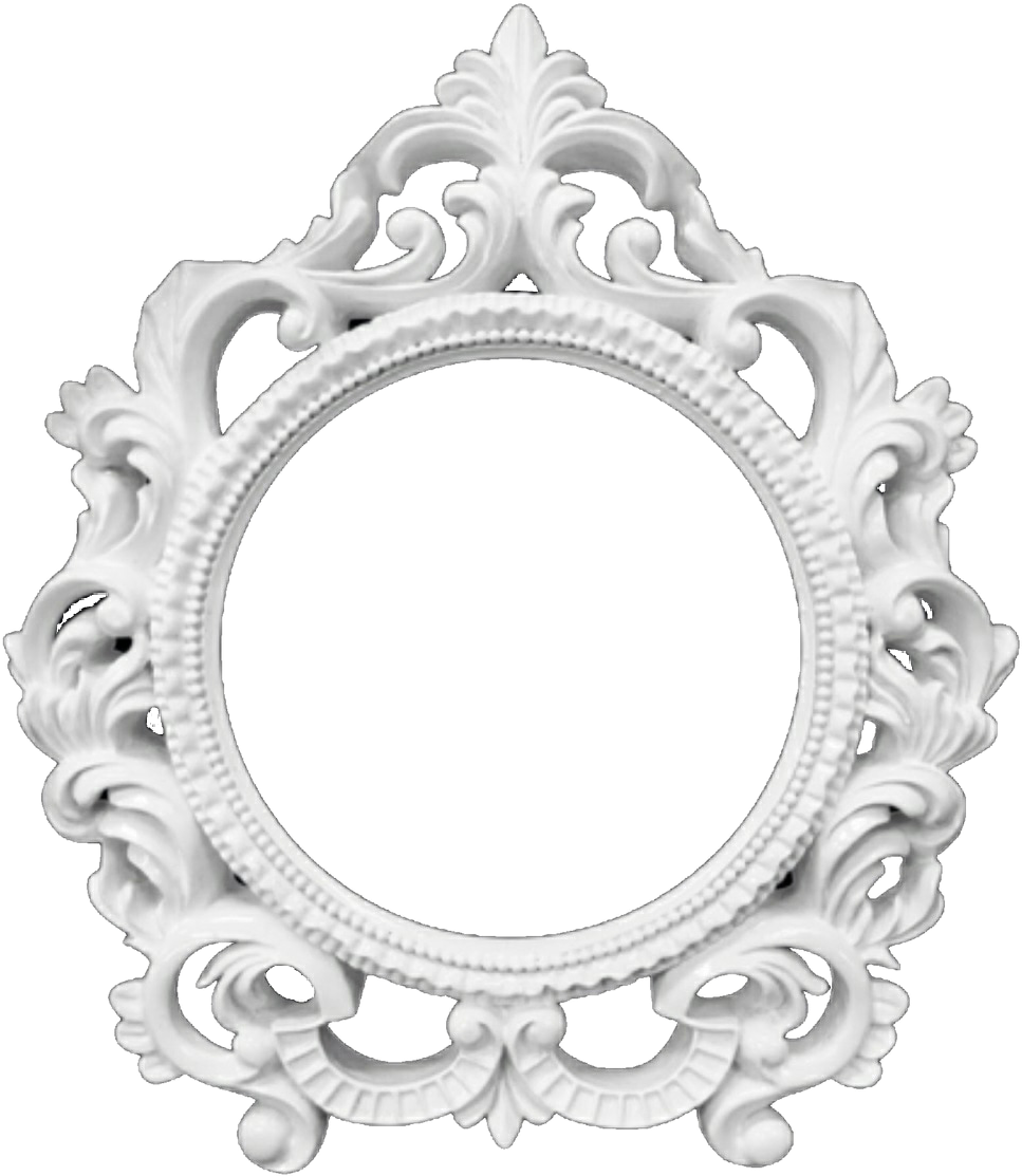 A White Round Frame With A Black Background