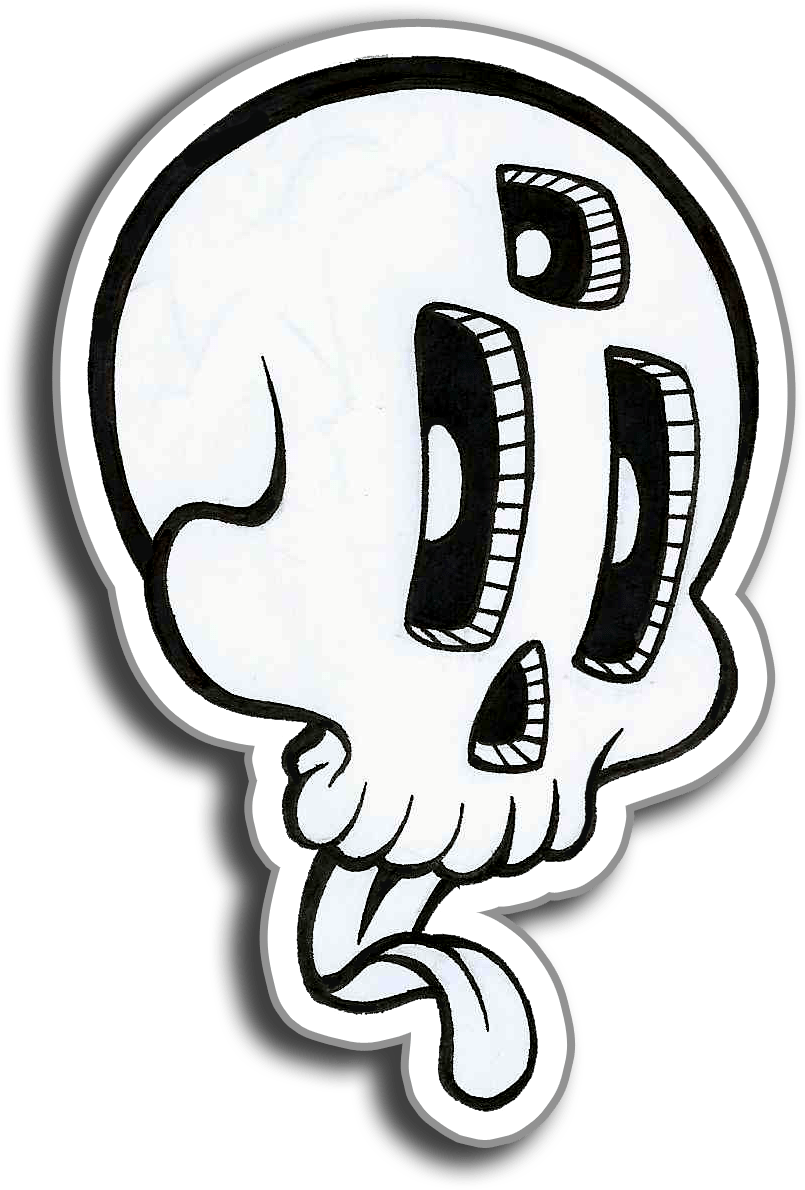 A Cartoon Skull With Tongue Sticking Out