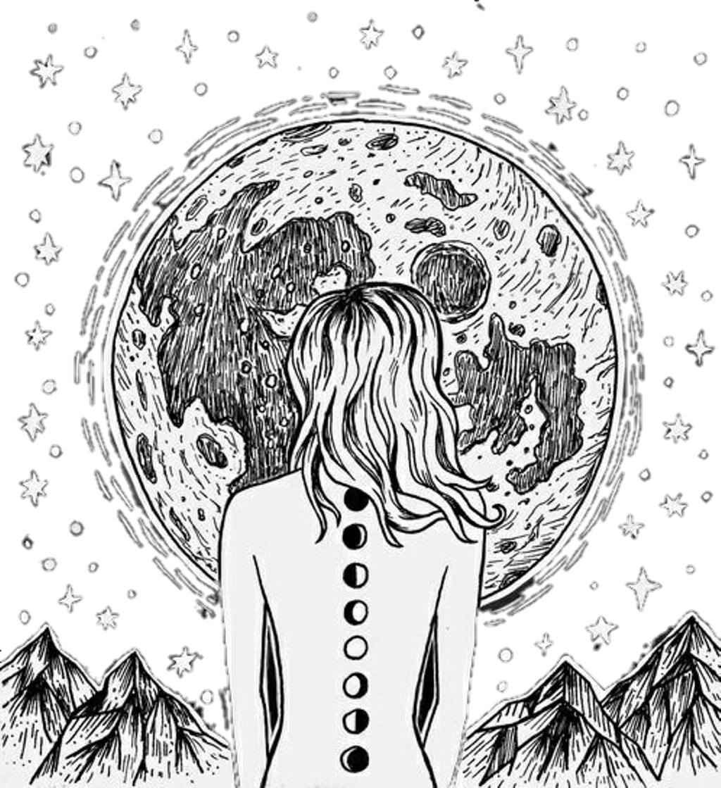 A Woman Looking At The Moon