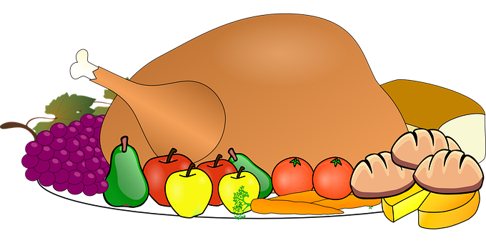 A Turkey With Fruits On A Plate