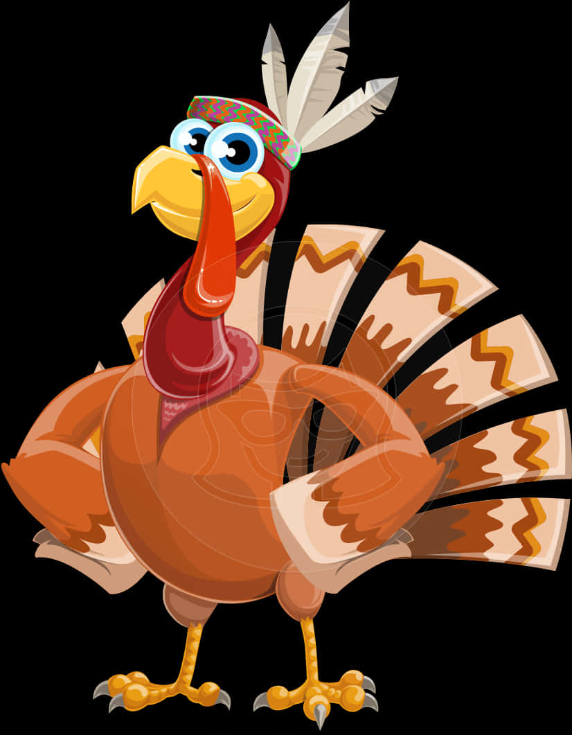 A Cartoon Turkey With Feathers