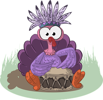 A Cartoon Turkey With Feathers On Head