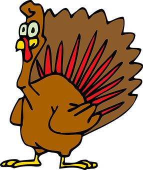 A Cartoon Turkey With Red And Yellow Feathers