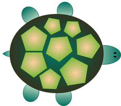 A Green Turtle With Hexagons