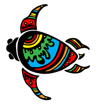 A Colorful Turtle With Black Background