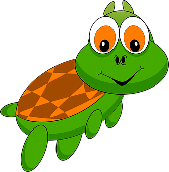 A Cartoon Turtle With Big Eyes