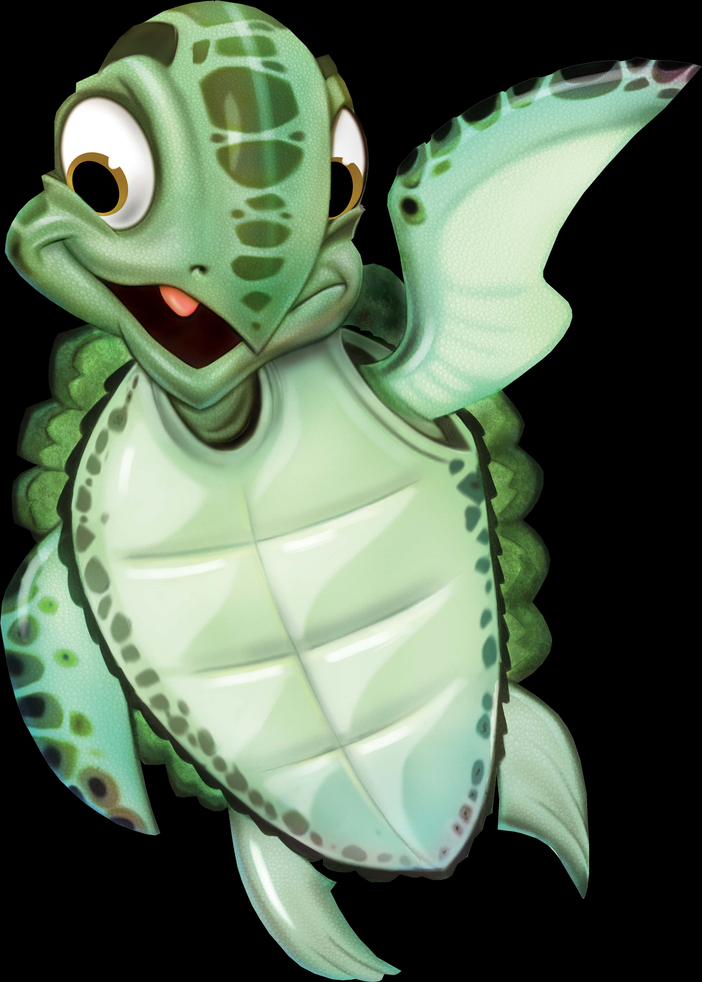 A Cartoon Turtle With Wings Spread