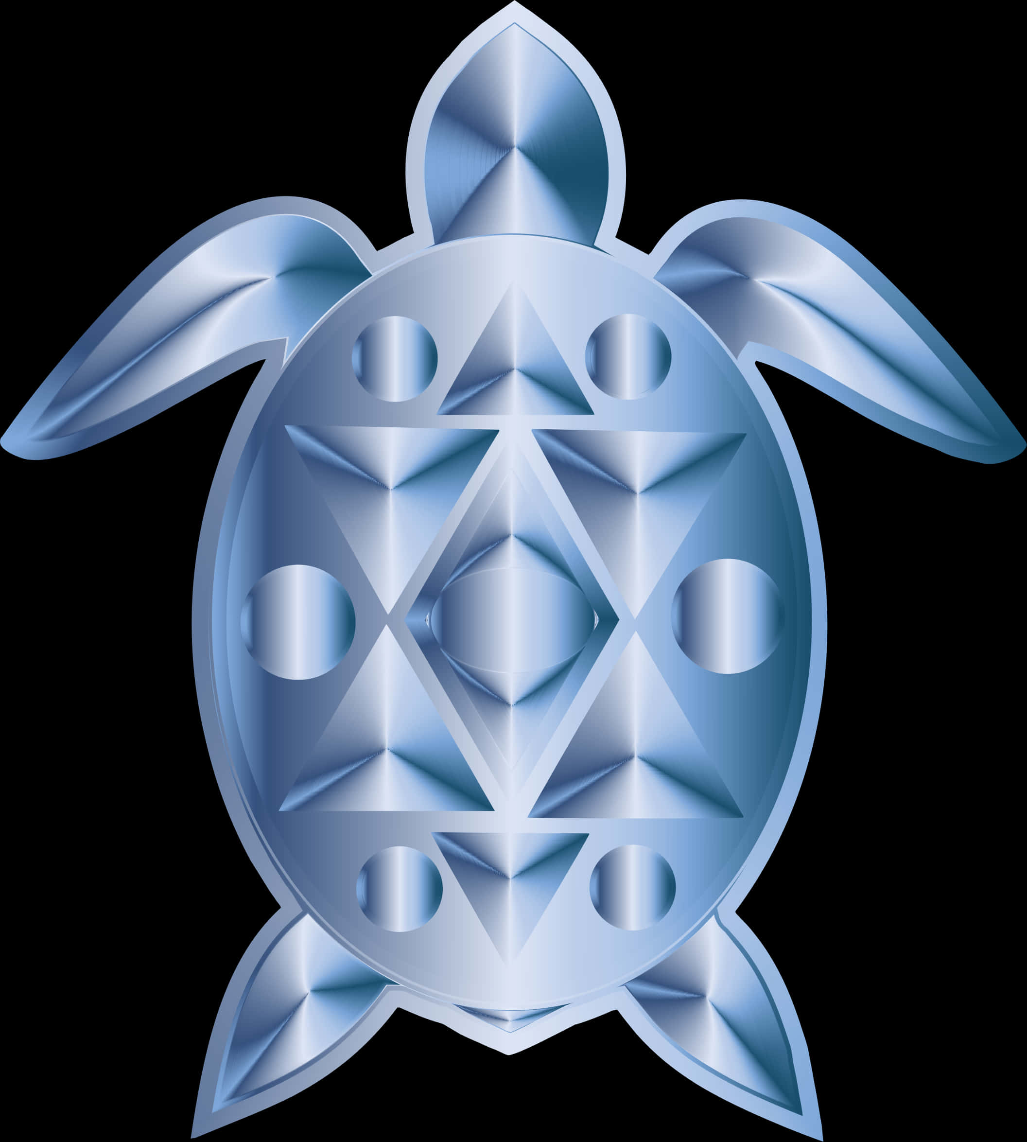 A Silver Turtle With Many Triangles