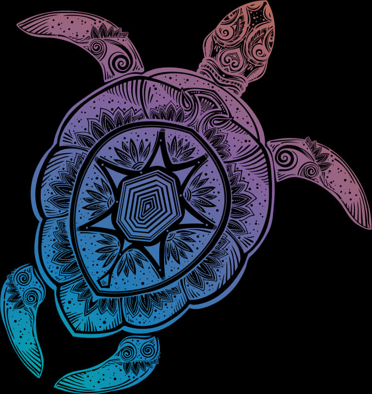 A Colorful Turtle With A Black Background