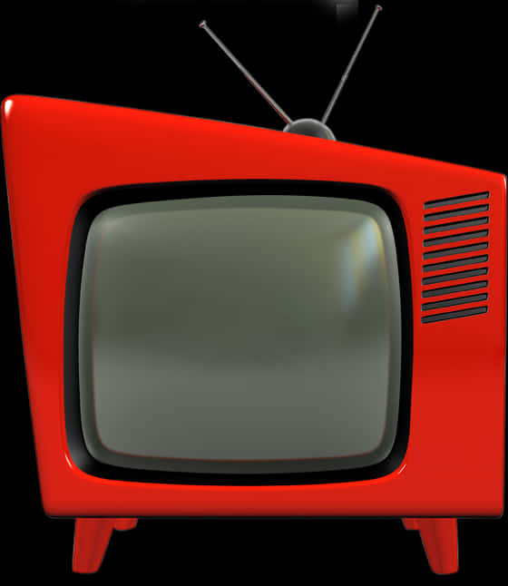 A Red Television With A Grey Screen