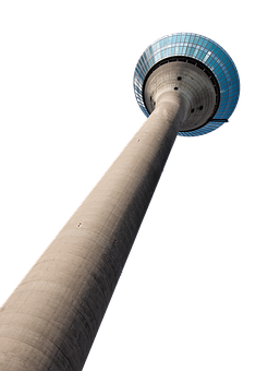 A Tall Tower With A Round Blue Top