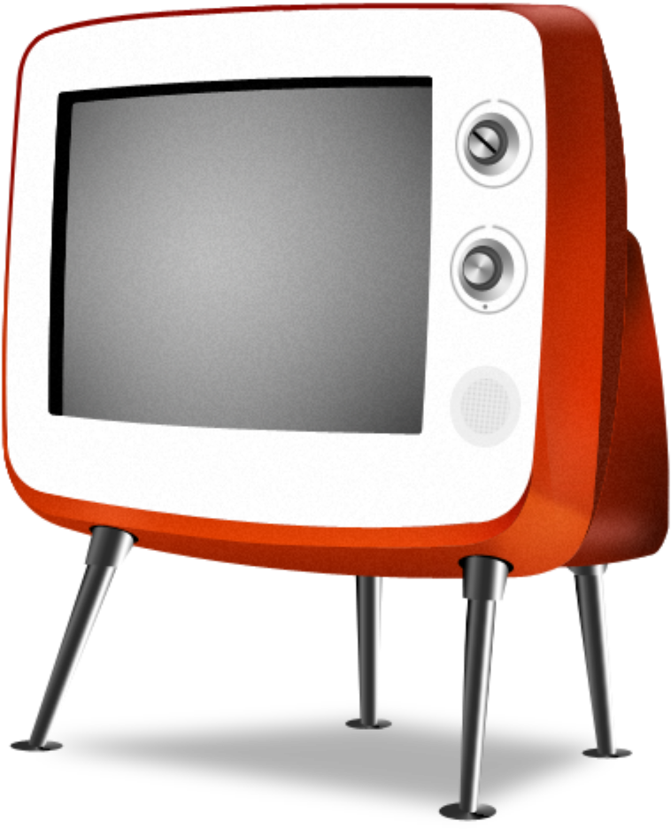 A Red And White Television