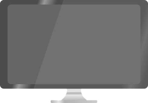 A Computer Monitor With A Silver Base