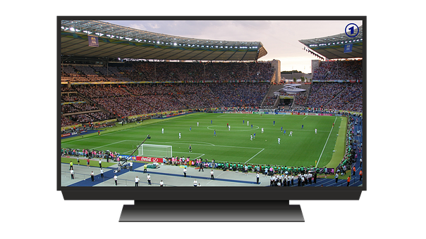 A Television Screen With A Football Field