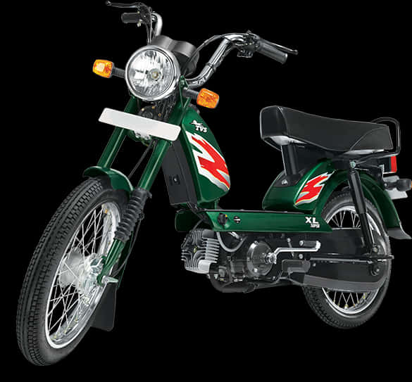 A Green Moped With A Black Background