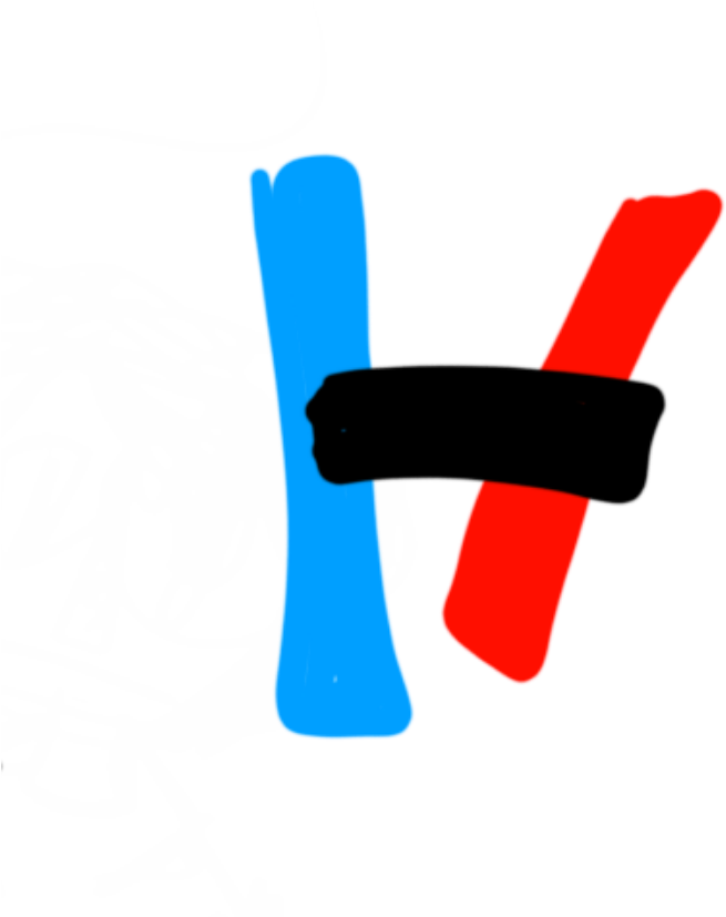 A Red And Blue Painted Letter