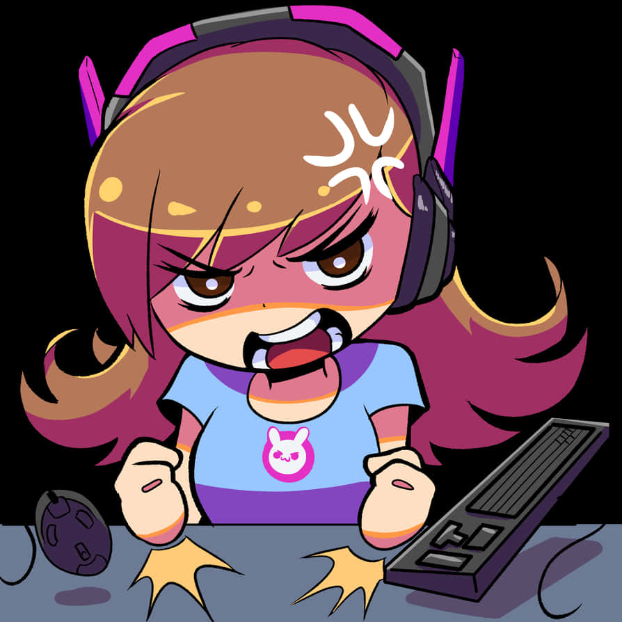 Cartoon Girl Wearing Headphones And A Purple Shirt