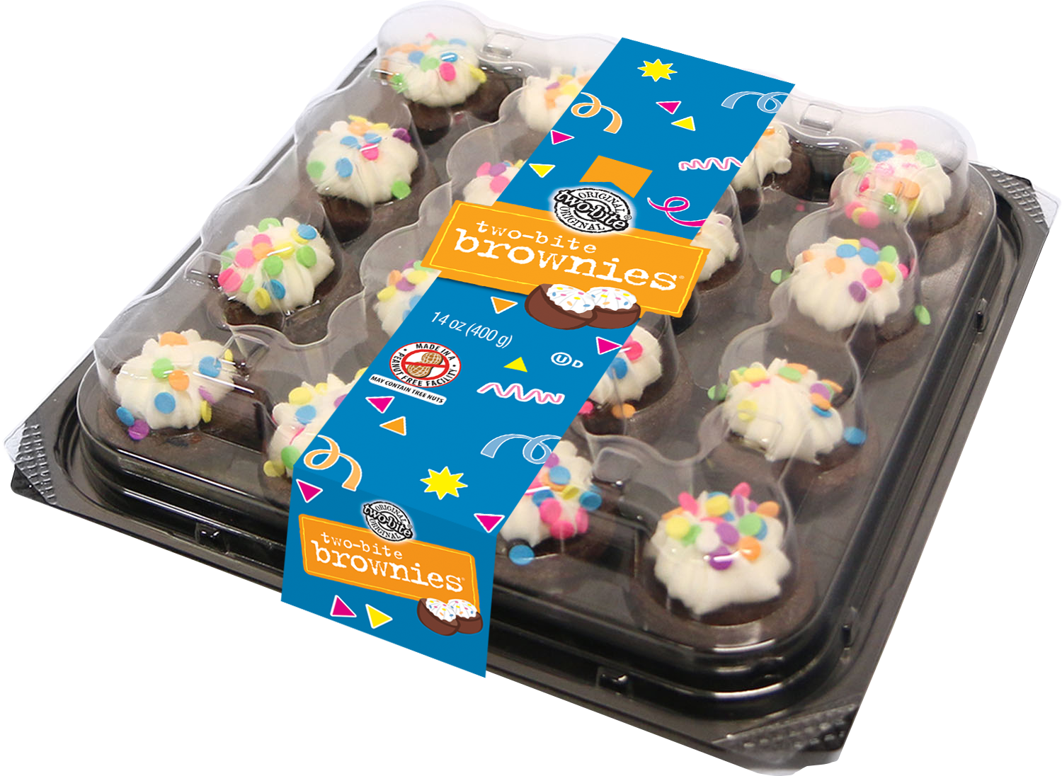 A Tray Of Brownies With Frosting And Sprinkles