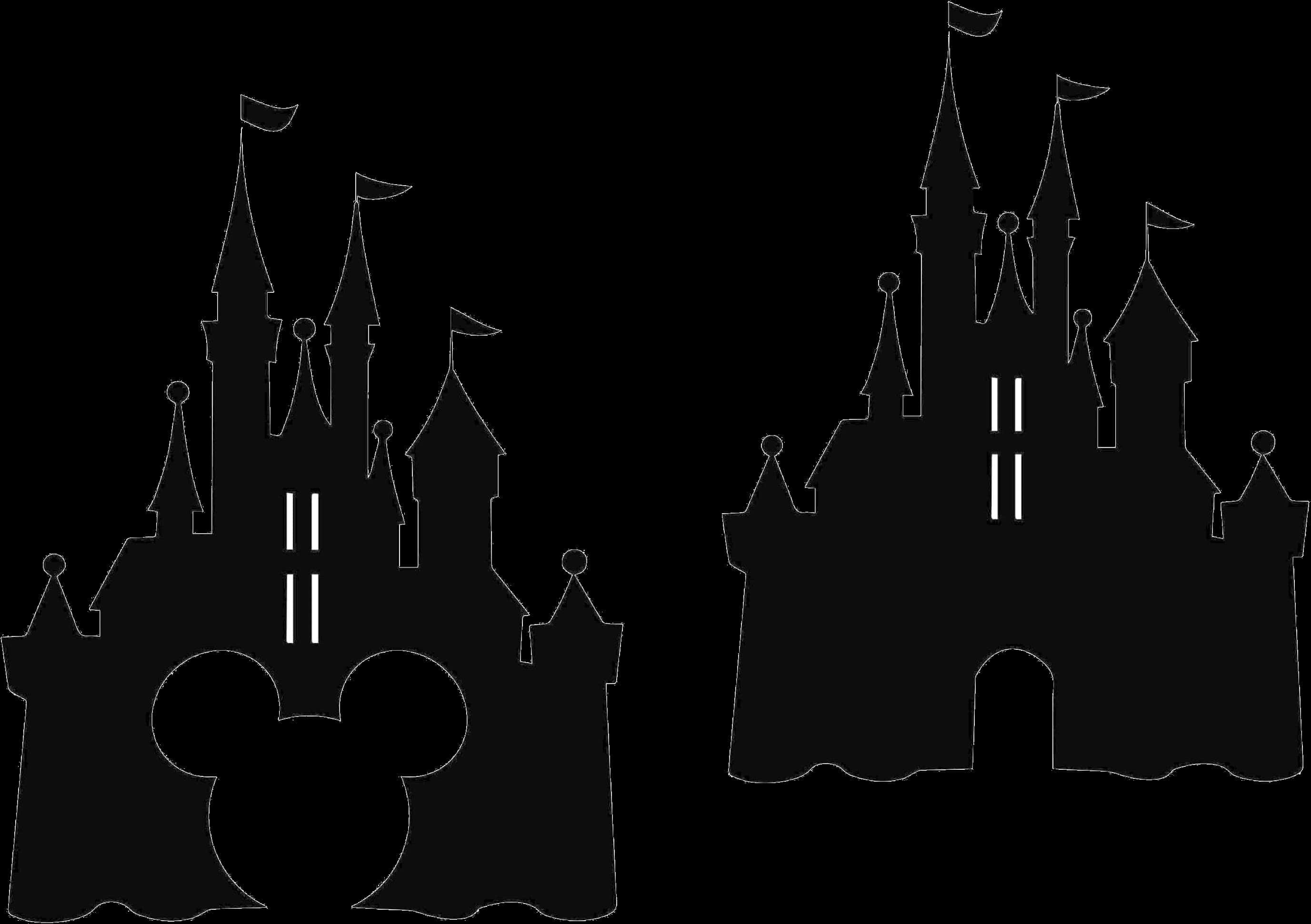 Two Disney Castle Silhouette