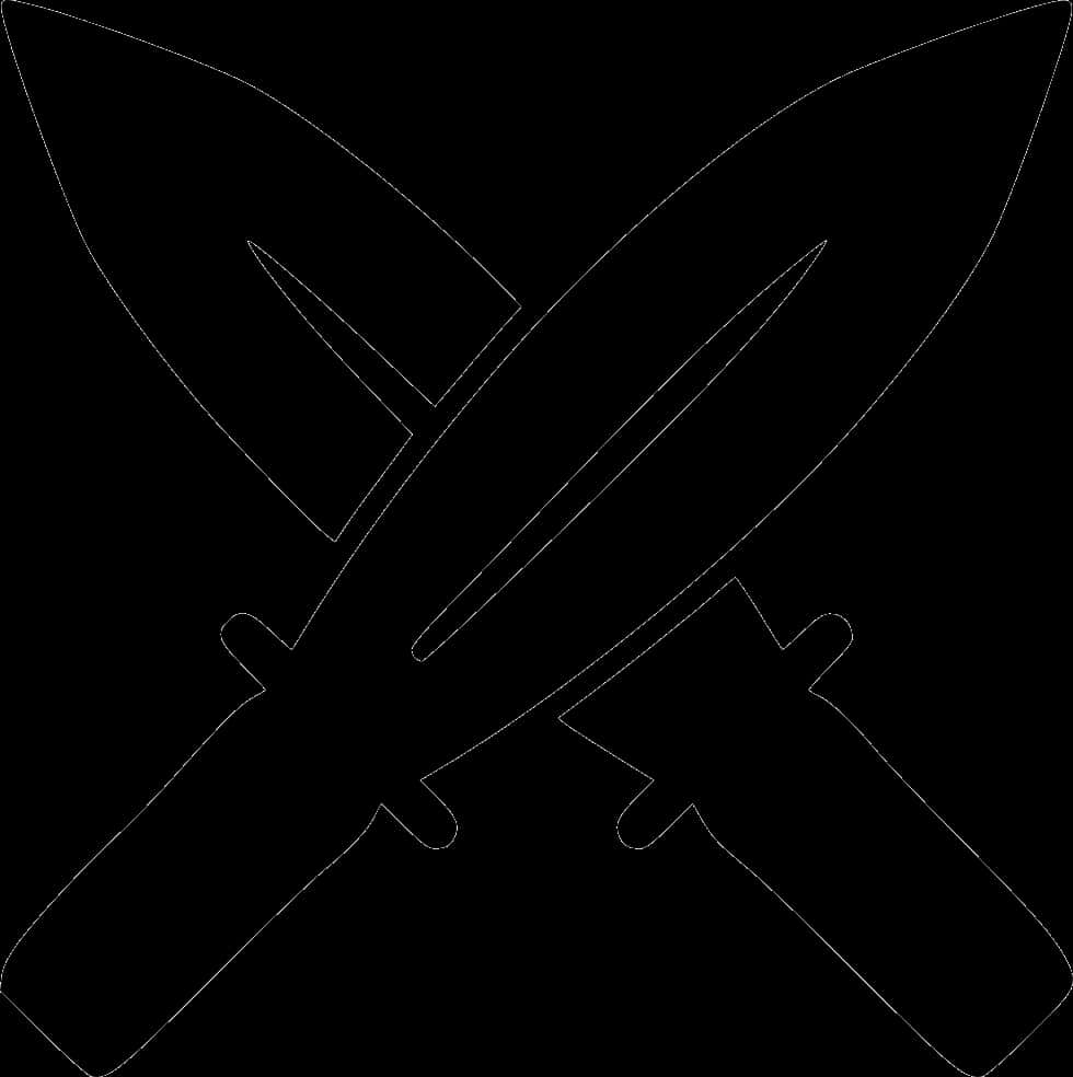 A Black Silhouette Of Two Crossed Knives