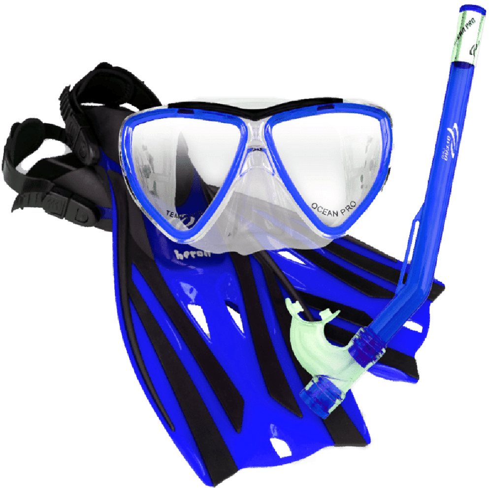 A Blue Mask And Snorkel With A Blue Tube