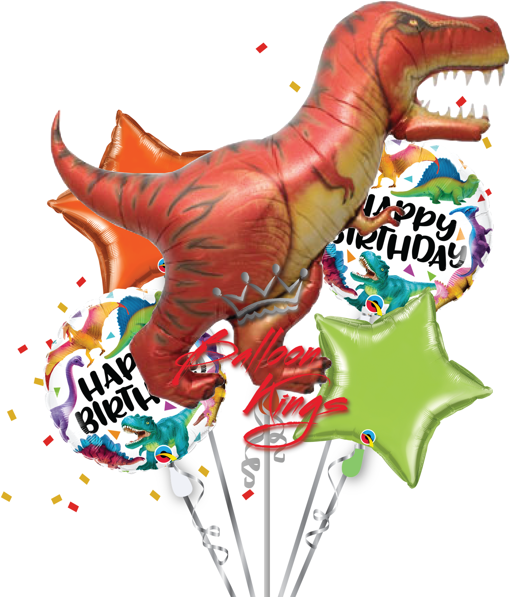 A Bunch Of Balloons With A Dinosaur