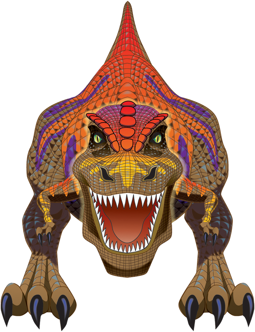 A Colorful Dinosaur With A Black Background