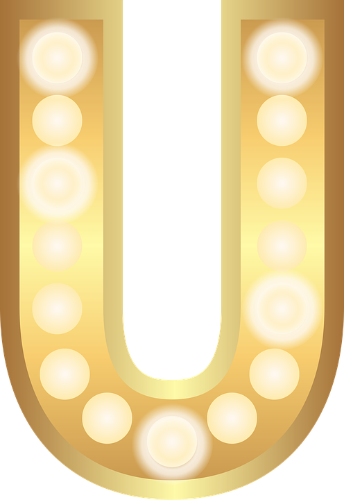 A Gold Letter With Lights On It