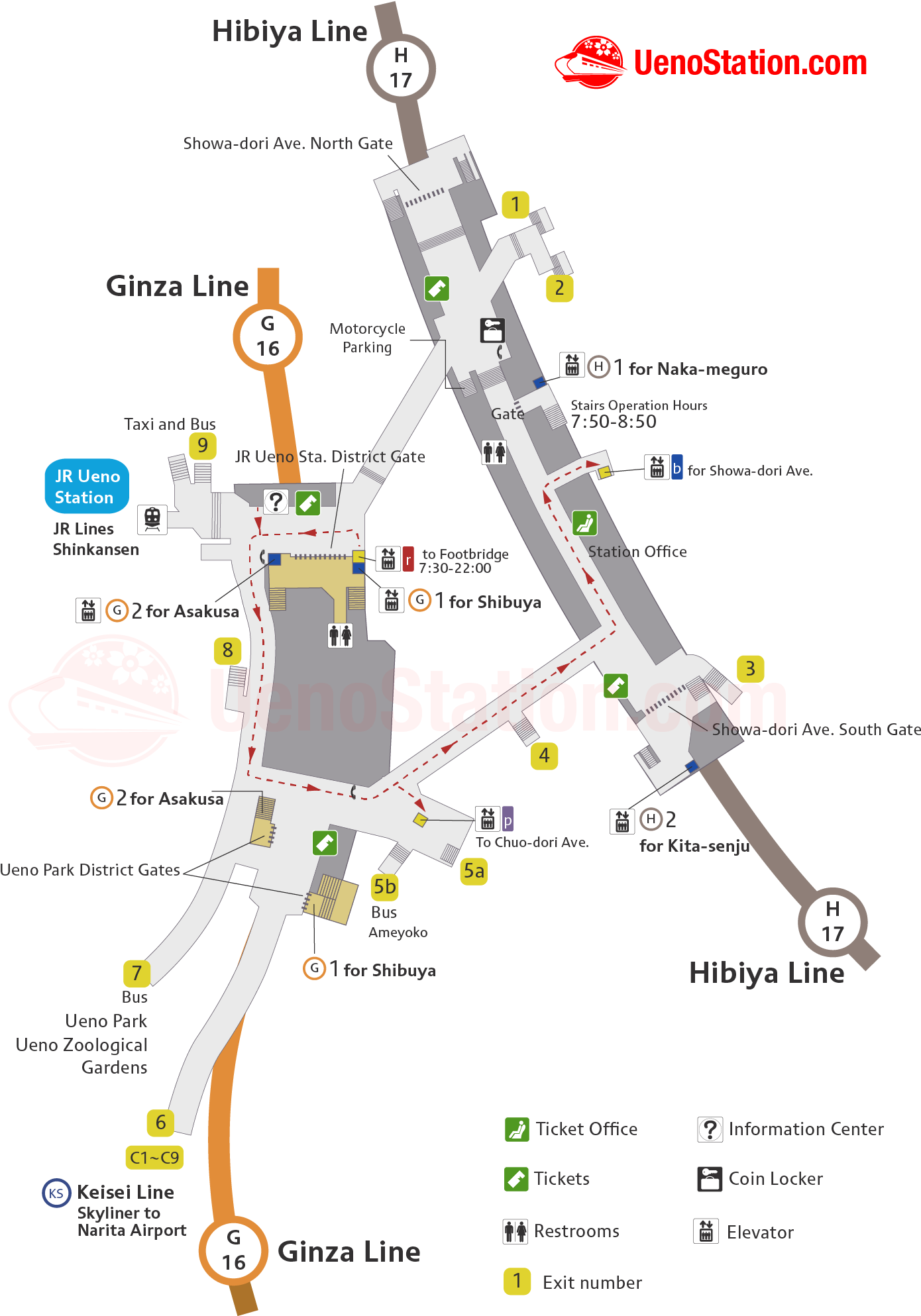 Ueno Subway Station Map - Map, Hd Png Download