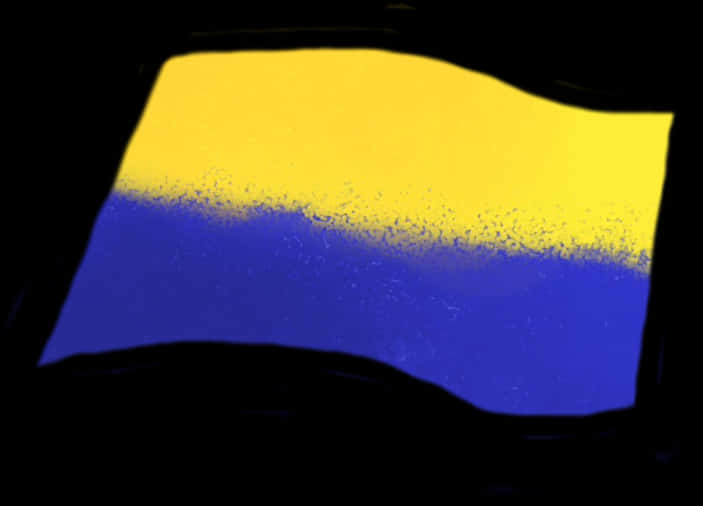 A Blue And Yellow Paint On A Black Background