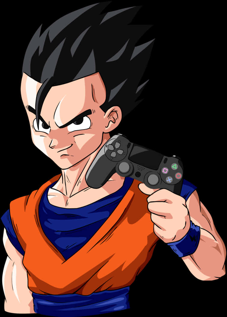 Ultimate Gohan Holding Ps Controller By Blastycone - Fortnite Character Holding Controller Png, Transparent Png