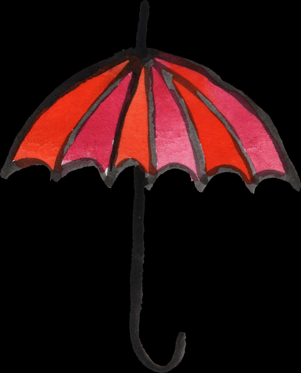 A Watercolor Drawing Of An Umbrella