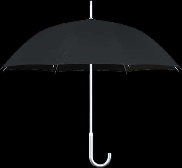 A Black Umbrella With A Silver Handle