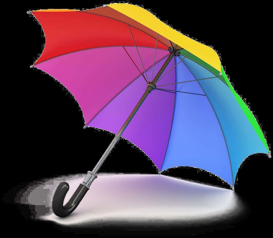 A Rainbow Colored Umbrella On A Black Background