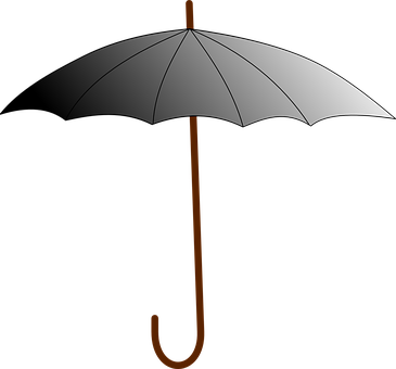 A White Umbrella With A Brown Handle