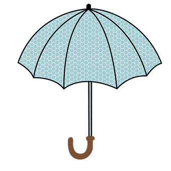 A Blue Umbrella With A Brown Handle