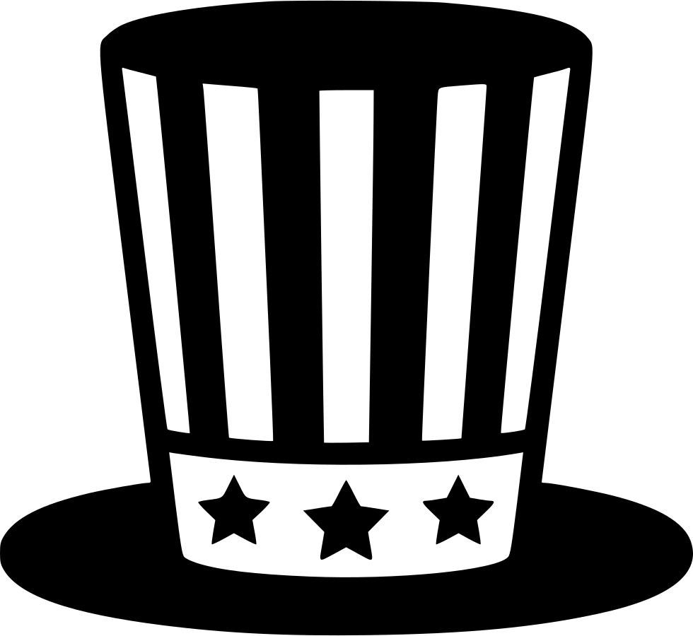 A Black And White Outline Of A Hat With Stars