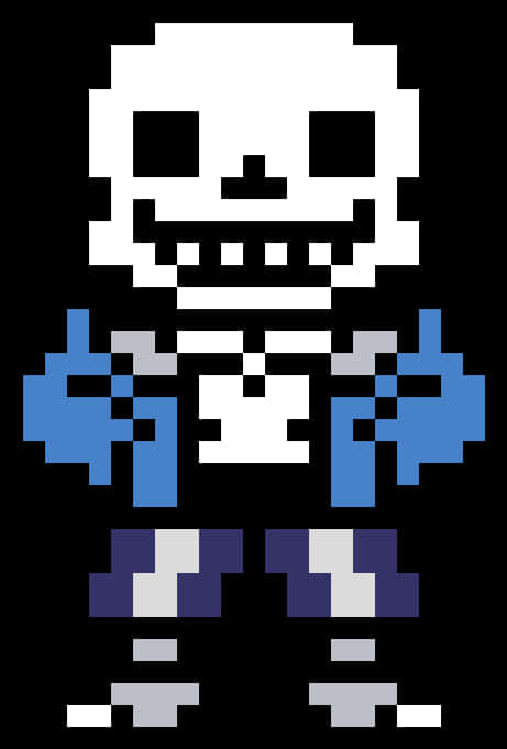 A Pixelated Skeleton With Thumbs Up